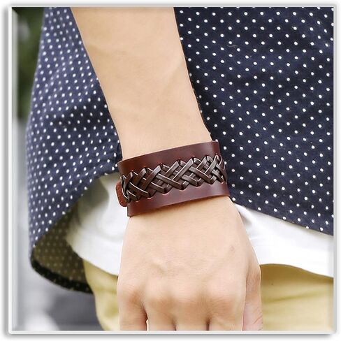 Xusamss الشرير الصخرة خمر مضفر الجلود معصمه سوار الكفة in Kuwait