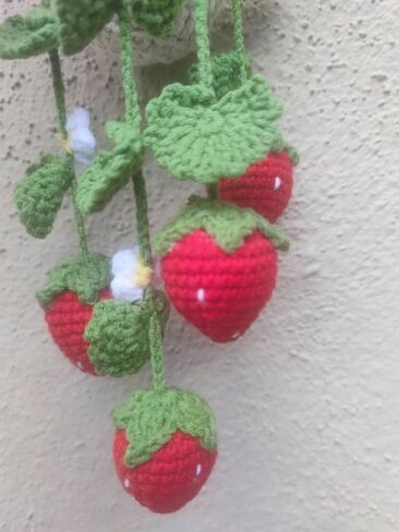 Handmade Crochet Car Hanging Ornament, Heart and Star Design, Soft Yarn Material (Red) in Saudi Arabia