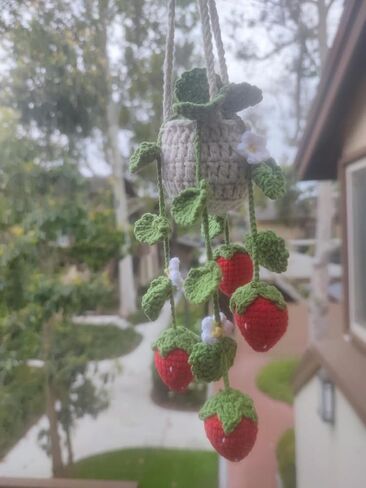 Handmade Crochet Car Hanging Ornament, Heart and Star Design, Soft Yarn Material (Red) in Saudi Arabia