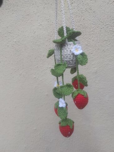 Handmade Crochet Car Hanging Ornament, Heart and Star Design, Soft Yarn Material (Red) in Saudi Arabia
