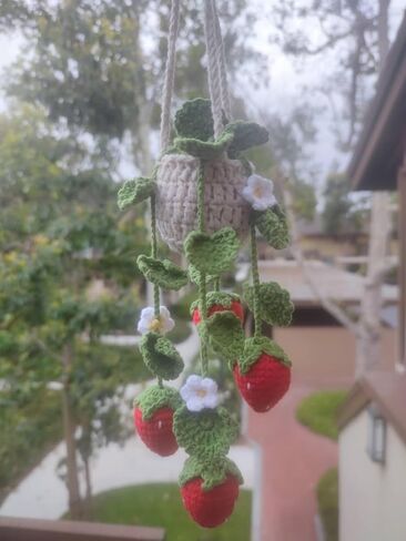 Handmade Crochet Car Hanging Ornament, Heart and Star Design, Soft Yarn Material (Red) in Saudi Arabia