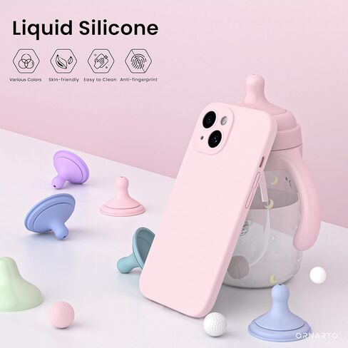 ORNARTO Compatible with iPhone 15 Case Shockproof with Screen Protectors, Waterproof Liquid Silicone Rubber Full Cover Protective Case for iPhone 15 6.1 inch-Baby Blue in Kuwait