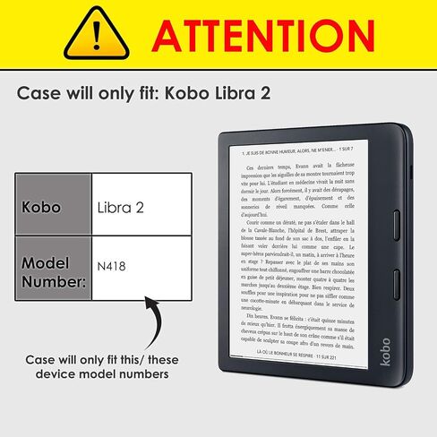 غطاء لجهاز Kobo Libra 2 - حافظة Kobo Libra 2 2021 خفيفة الوزن - ذهبي وردي - خاصية النوم التلقائي الذكي، حافظة Kobo Libra 2 الواقية، غطاء in Saudi Arabia