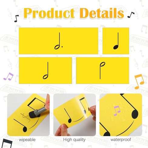 36 Pcs Music Flash Cards for Beginners Piano Chord Flashcards Elementary Rhythm Cards Wipe Clean Writable Flashcards for Educator Music Learners Classroom Education Game Playing in Saudi Arabia