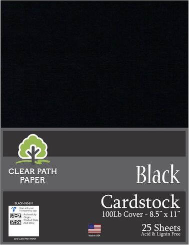 Black Cardstock - 8.5 x 11 inch - 100Lb Cover - 25 Sheets - Clear Path Paper in Saudi Arabia