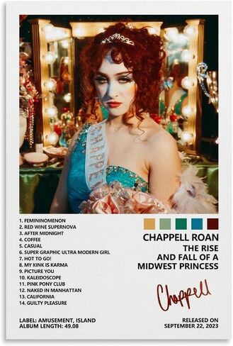 IXULZ Chappell Roan Poster The Rise And Fall of A Midwest Princess Album Cover Poster for Bedroom Aesthetic Canvas Art Wall Decor 12x18inch(30x45cm) in Saudi Arabia