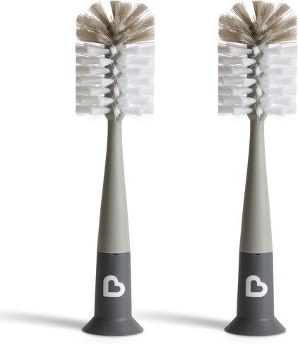 Munchkin® Bristle™ Bottle Brush, Modern Design, 2 Pack, Grey in Saudi Arabia