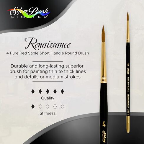 Silver Brush Limited 7100S Renaissance Round Brush for Watercolor and Oil, Size 1, Short Handle in Saudi Arabia