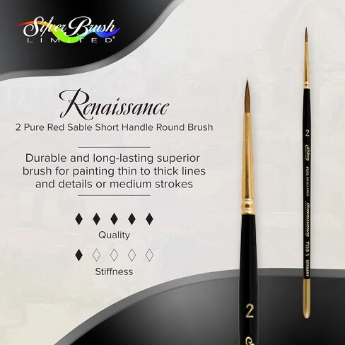 Silver Brush Limited 7100S Renaissance Round Brush for Watercolor and Oil, Size 1, Short Handle in Saudi Arabia
