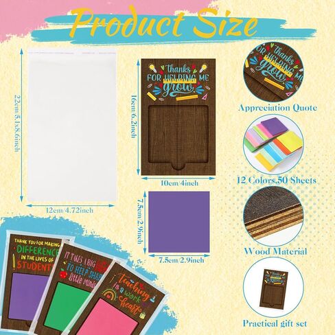 72 Pcs Teacher Appreciation Gifts Sticky Note Holder for Teacher's Day Thank You Gifts Bulk Sticky Note Pad Holder Notes OPP Bags for Coworker Employee in Saudi Arabia