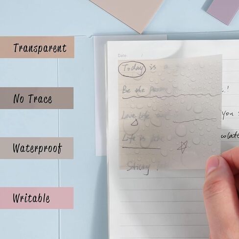 Transparent Sticky Notes,500pcs,6 Sizes Clear Sticky Notes Pads with 10 Colors,Waterproof Self-Stick Sticky Notes,Tabs Set for Annotation Books,Page Markers,Index Bible Accessories,School Study,Office in Saudi Arabia