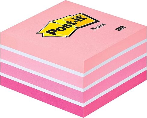 Post-it Sticky Notes Cube Pastel Colors Collection, Pack of 1 Pad, of 450 Sheets, 76 mm x 76 mm, Pink, White, Orange Colors - Self-stick Notes For Note Taking, To Do Lists & Reminders in Saudi Arabia
