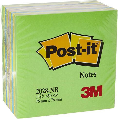 Post-it Sticky Notes Cube Pastel Colors Collection, Pack of 1 Pad, of 450 Sheets, 76 mm x 76 mm, Pink, White, Orange Colors - Self-stick Notes For Note Taking, To Do Lists & Reminders in Saudi Arabia