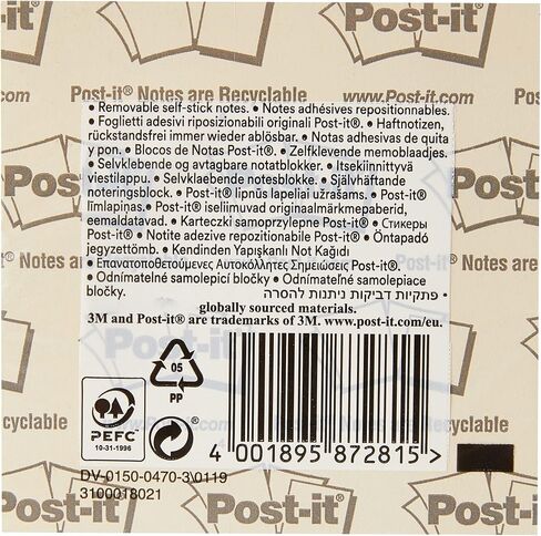 Post-it Sticky Notes Cube Pastel Colors Collection, Pack of 1 Pad, of 450 Sheets, 76 mm x 76 mm, Pink, White, Orange Colors - Self-stick Notes For Note Taking, To Do Lists & Reminders in Saudi Arabia