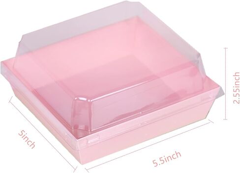 XIAOHONG 50 Pack Charcuterie Boxes with Clear Lids, 5 Inches Pink Square Disposable To-Go Bakery Boxes with Windows, Dessert Boxes for Bakery, Macaron, Cookies, Mini Cakes and Strawberries in Kuwait