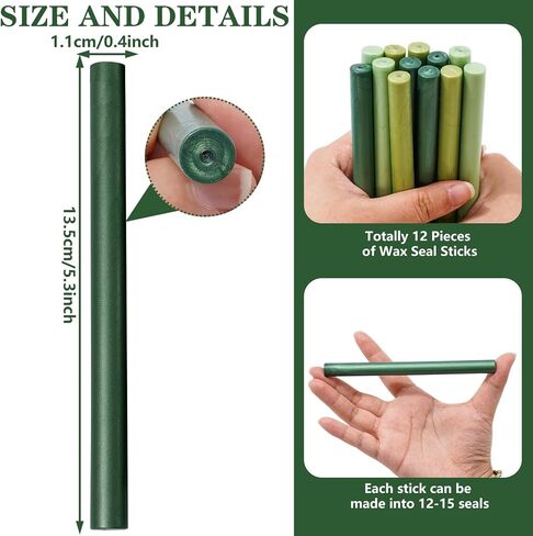 Whaline 12Pcs Sage Green Wax Seal Sticks Gradient Green Color Glue Gun Sealing Wax Sticks Envelop Sealing Wax for Wedding Invitations Cards Envelopes Gift in Saudi Arabia