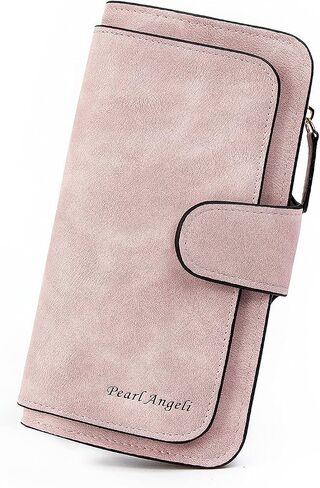Pearl Angeli Womens Wallet PU Leather RFID Blocking Large Capacity Credit Card Holder for Women Zipper Coin Purse in Saudi Arabia