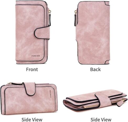 Pearl Angeli Womens Wallet PU Leather RFID Blocking Large Capacity Credit Card Holder for Women Zipper Coin Purse in Saudi Arabia