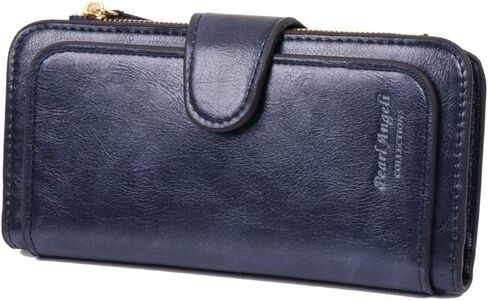 Pearl Angeli Womens Wallet PU Leather RFID Blocking Large Capacity Credit Card Holder for Women Zipper Coin Purse in Saudi Arabia