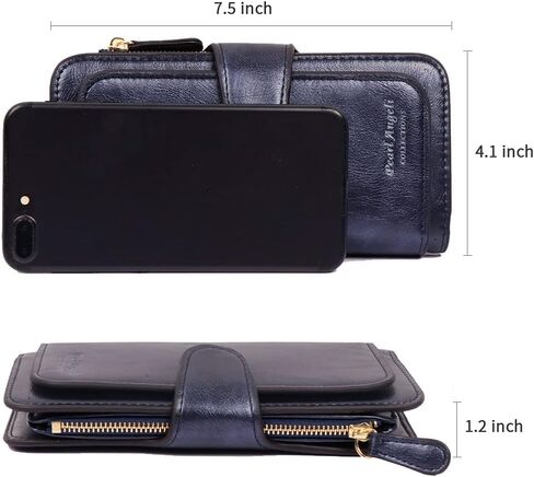 Pearl Angeli Womens Wallet PU Leather RFID Blocking Large Capacity Credit Card Holder for Women Zipper Coin Purse in Saudi Arabia