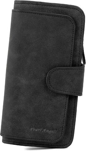 Pearl Angeli Womens Wallet PU Leather RFID Blocking Large Capacity Credit Card Holder for Women Zipper Coin Purse in Saudi Arabia