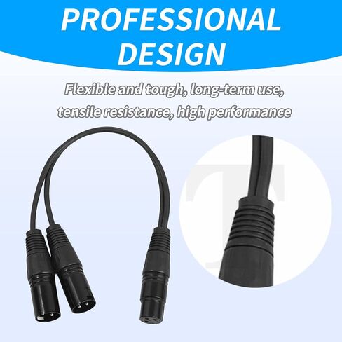 كابل مقسم XLR - كابل أنثى إلى 2 ذكر XLR Y - محول مقسم ميكروفون بطول 10 أقدام للميكروفون وسماعة الرأس in Saudi Arabia