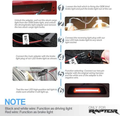 NSLUMO Led ضوء الفرامل الثالث لـ 09-14 F150 Rap'tor LED ضوء الفرامل الثالث عدسة مدخنة أبيض أحمر خلفي مركز مرتفع جبل مصباح إيقاف خلفي للكابينة استبدال ضوء البضائع CHMSL in Saudi Arabia