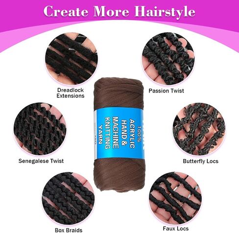 100% Brazilian Wool Hair Acrylic Yarn For African Hair Jumbo Braids/Senegalese Twist/Faux Locs/Wraps/Dreadlocks (1Roll, Natural Black) in Saudi Arabia