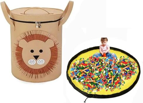 صناديق تنظيم ألعاب الأطفال، صندوق تخزين منظم لبساط لعب الأطفال، تخزين الألعاب للأولاد والبنات، تنظيم غرفة اللعب الكبيرة في الصدر وسلة تخزين وسلة قابلة للطي مع غطاء (أسد) in Kuwait