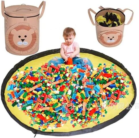 صناديق تنظيم ألعاب الأطفال، صندوق تخزين منظم لبساط لعب الأطفال، تخزين الألعاب للأولاد والبنات، تنظيم غرفة اللعب الكبيرة في الصدر وسلة تخزين وسلة قابلة للطي مع غطاء (أسد) in Kuwait