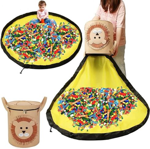 صناديق تنظيم ألعاب الأطفال، صندوق تخزين منظم لبساط لعب الأطفال، تخزين الألعاب للأولاد والبنات، تنظيم غرفة اللعب الكبيرة في الصدر وسلة تخزين وسلة قابلة للطي مع غطاء (أسد) in Kuwait