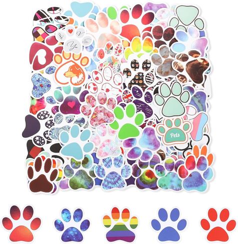 120pcs Paw Print Stickers, Colorful Paw Decals Water Bottle Dog Paw Print Stickers Waterproof Animal Cute Cartoon Paw Stickers for Skateboard Luggage Laptop Phone Kids Adults (Style 1) in Saudi Arabia