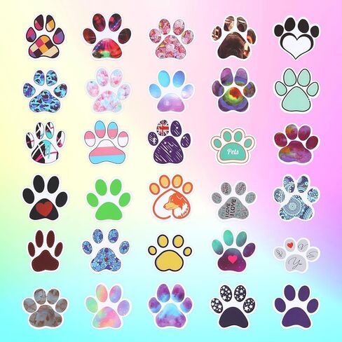 120pcs Paw Print Stickers, Colorful Paw Decals Water Bottle Dog Paw Print Stickers Waterproof Animal Cute Cartoon Paw Stickers for Skateboard Luggage Laptop Phone Kids Adults (Style 1) in Saudi Arabia