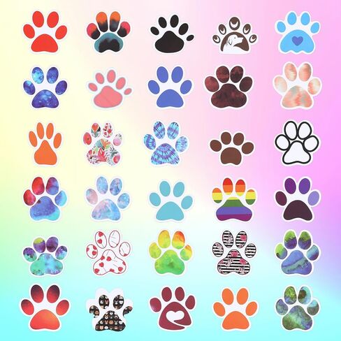 120pcs Paw Print Stickers, Colorful Paw Decals Water Bottle Dog Paw Print Stickers Waterproof Animal Cute Cartoon Paw Stickers for Skateboard Luggage Laptop Phone Kids Adults (Style 1) in Saudi Arabia