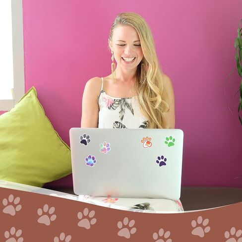 120pcs Paw Print Stickers, Colorful Paw Decals Water Bottle Dog Paw Print Stickers Waterproof Animal Cute Cartoon Paw Stickers for Skateboard Luggage Laptop Phone Kids Adults (Style 1) in Saudi Arabia