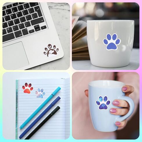 120pcs Paw Print Stickers, Colorful Paw Decals Water Bottle Dog Paw Print Stickers Waterproof Animal Cute Cartoon Paw Stickers for Skateboard Luggage Laptop Phone Kids Adults (Style 1) in Saudi Arabia