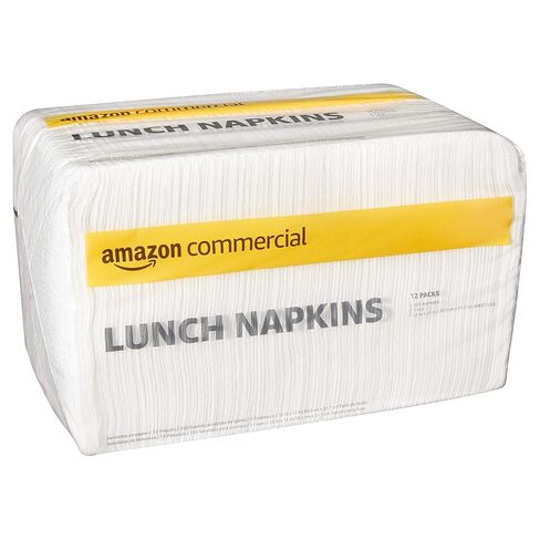 AmazonCommercial 1-Ply White Lunch Napkins, Bulk, Disposable Paper Napkins, FSC Certified, 250 Napkins per Pack (12 Packs)(12 x 12 Sheet) in Saudi Arabia