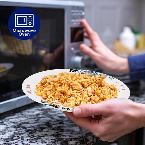 أطباق ورقية من JOLLY CHEF عدد 140، مقاومة للنقع، مقاومة للقطع، مطبوعة على شكل زهرة شديدة التحمل، مقاس 25.4 سم، للاستخدام اليومي in Saudi Arabia