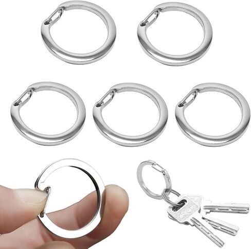 5PCS Key Ring Clips - Round Carabiner Clip, Zinc Alloy O Ring, Quick Release Keychain, Key Chain Hooks for Car Keys Purses Bags, 25mm, silver in Saudi Arabia