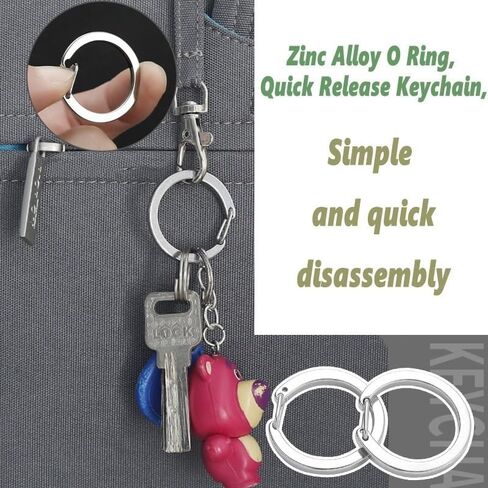5PCS Key Ring Clips - Round Carabiner Clip, Zinc Alloy O Ring, Quick Release Keychain, Key Chain Hooks for Car Keys Purses Bags, 25mm, silver in Saudi Arabia