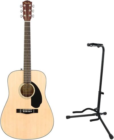 حزمة جيتار Fender CD-60S للمبتدئين، طبيعية مع حقيبة أزعج، وحزام، ولقطات، وأوتار، وحزمة دروس عبر الإنترنت مع إطار حامل جيتار واحد in Saudi Arabia