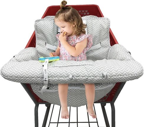PandaEar Shopping Cart Cover for Baby, 2-in-1 Grocery Cart Seat Cover & Baby Highchair Cover for Infant, Toddler -Grey in Saudi Arabia