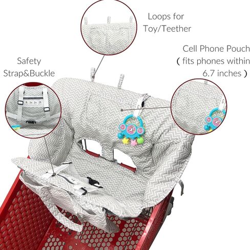 PandaEar Shopping Cart Cover for Baby, 2-in-1 Grocery Cart Seat Cover & Baby Highchair Cover for Infant, Toddler -Grey in Saudi Arabia