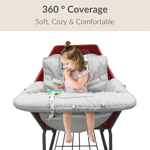PandaEar Shopping Cart Cover for Baby, 2-in-1 Grocery Cart Seat Cover & Baby Highchair Cover for Infant, Toddler -Grey in Saudi Arabia