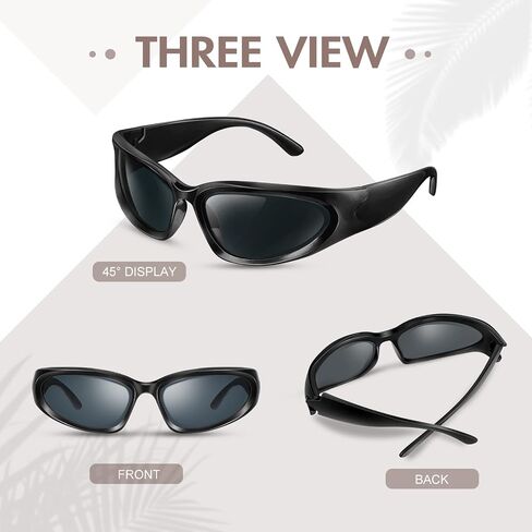 Queekay 4 Pairs Y2K Wrap Around Sunglasses Oval Dark Futuristic Sunglasses Trendy Aesthetic Silver Oval Shades for Women Men Outdoor Sports, Multicolor in Saudi Arabia