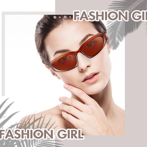 Queekay 4 Pairs Y2K Wrap Around Sunglasses Oval Dark Futuristic Sunglasses Trendy Aesthetic Silver Oval Shades for Women Men Outdoor Sports, Multicolor in Saudi Arabia