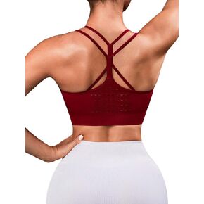 حمالة صدر رياضية Racerback للنساء - أشرطة سباغيتي على الظهر على شكل حرف Y، حمالة صدر مبطنة برقبة واسعة، حمالة صدر لليوجا والتمارين الرياضية in Kuwait