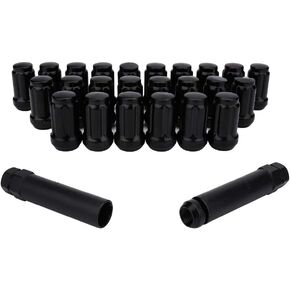 IRONTEK 24 Pcs Wheel Lug Nuts M12x1.5 Black Bulge Acorn Lug Nuts Conical Seat 1.38" Tall Fit for Acura Cadillac Chevrolet Ford Honda Lexus Lincoln Mazda Mitsubishi Pontiac Toyota with 2 Socket Key