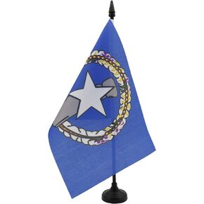 AZ FLAG Northern Mariana Islands Table Flag 5'' x 8'' - Northern Mariana Islander Desk Flag 21 x 14 cm - Black Plastic Stick and Base