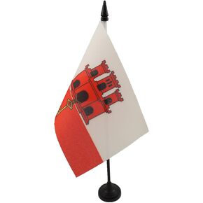 AZ FLAG Gibraltar Table Flag 4'' x 6'' - Gibraltarian Desk Flag 15 x 10 cm - Black Plastic Stick and Base